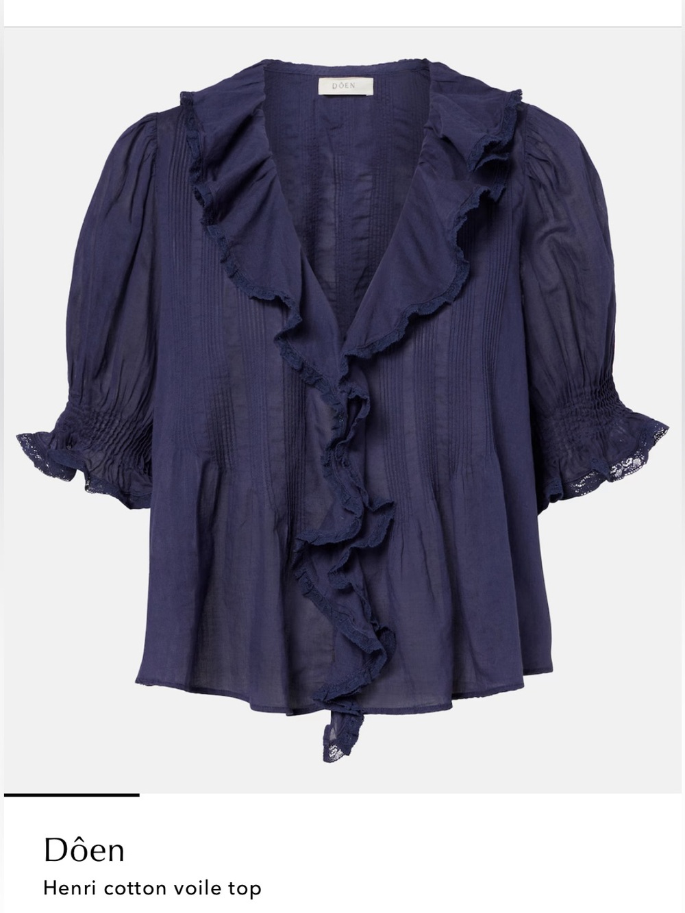 Doen Henri Top - Navy - Size Small
